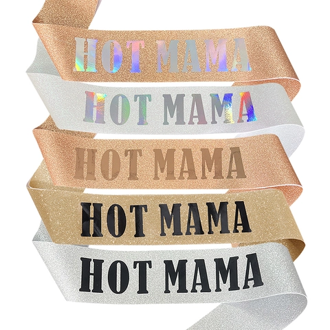 Fascia per Festa della Mamma Hot Mama in Tessuto Glitterato Oro Rosa Argento Decorazioni per Feste Regalo per Mamma