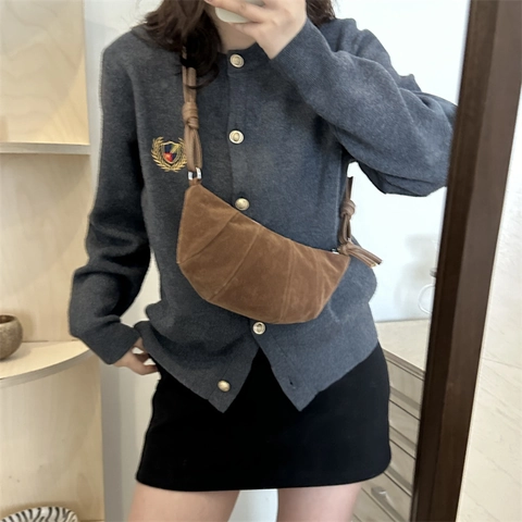 Borsa a Spalla da Donna Stile Francese Grande Capacità Croissant Plissettata in Morbida Pelle PU Borsa Hobo Casual Minimalista