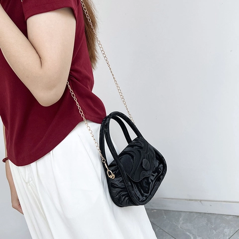 Borsa Quadrata Piccola in Pelle PU con Motivo Marmo Vintage per Donna Borsa a Tracolla Casual da Pendolare con Catena Dorata