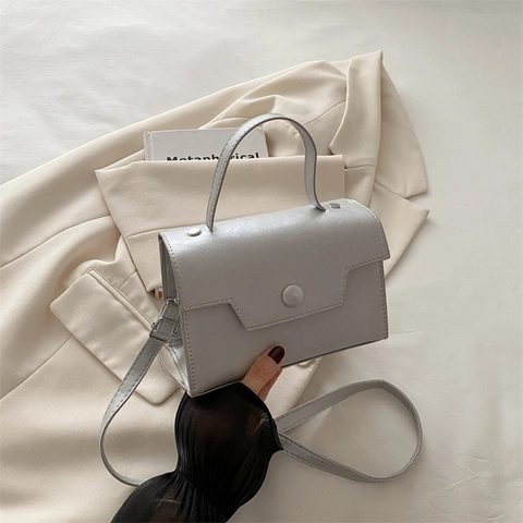 Bolso de Hombro Cuadrado de Cuero de PU Retro para Mujer Moda Color Sólido Portátil Bolso de Mensajero para Oficina Diario
