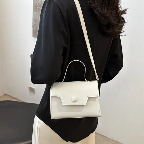 Bolso de Hombro Cuadrado de Cuero de PU Retro para Mujer Moda Color Sólido Portátil Bolso de Mensajero para Oficina Diario