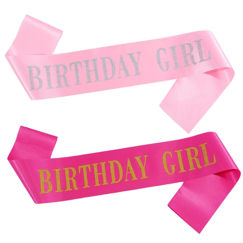 Fascia Birthday Girl Nastro di Raso Con Lettere Glitter Oro Argento Per Ragazze Donne Decorazioni per Feste Celebrazioni Cintura Etichetta