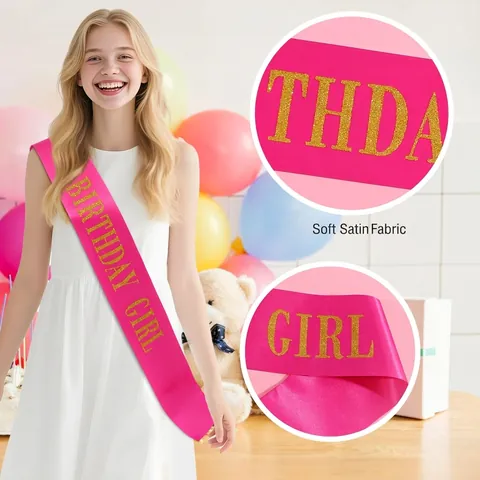 Fascia Birthday Girl Nastro di Raso Con Lettere Glitter Oro Argento Per Ragazze Donne Decorazioni per Feste Celebrazioni Cintura Etichetta