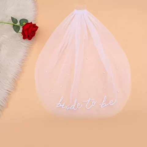 Velo da Sposa in Tulle Bianco a Strati Con Ricamo Bride To Be e Perle Artificiali Accessorio Pettine per Capelli Addio al Nubilato
