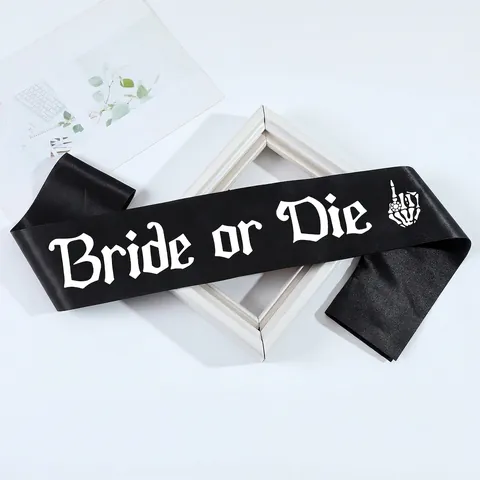 Gothic Halloween Ghost Bride Black Wedding Crown Mesh Veil Sash Skeleton Hand Bride Or Die Bachelorette Party Decorations