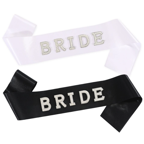 Elegante Banda de Novia con Letras de Perlas Artificiales y Diamantes Satén Despedida de Soltera Decoración de Boda Cinturón Ceremonial Mujer
