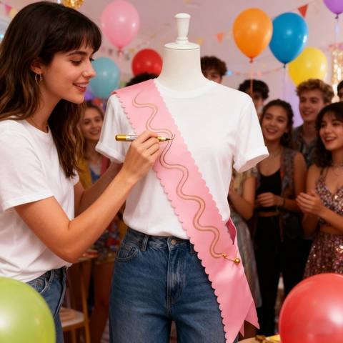 Blanco Satijnen Feest Sjerp Schulpranden Glanzend DIY Ceremonie Verjaardag Bruiloft Afstuderen Evenement Sjerp Met Speld