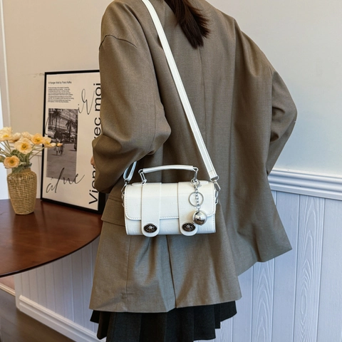 Vintage PU Leather Shoulder Bag For Women Fashion Crocodile Pattern Small Square Handbag Minimalist Double Lock Crossbody Bag