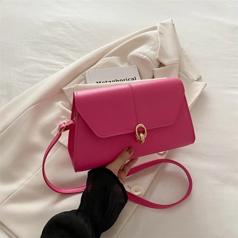 Bolso de Hombro de Cuero PU de Moda para Mujer Color Sólido Retro Chic Cuadrado de Axila de Mano Bandolera Diario