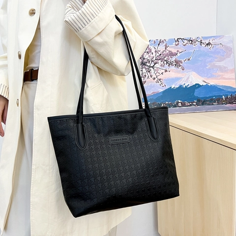 Bolso Tote de Moda para Mujer Cuero PU Gran Capacidad Relieve Color de Contraste Bolso de Hombro para Conmutar Escuela