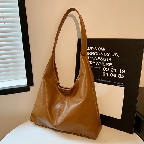 Minimalistische Große Kapazität PU Leder Tote Tasche Mit Beutel Für Damen Vintage Hobo Schultertasche Pendeln Mode Tasche