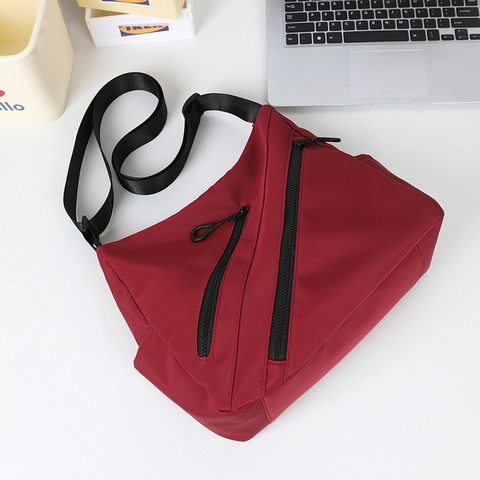 Borsa a Spalla in Nylon Minimalista da Donna Grande Capacità Borsa a Tracolla Con Doppie Tasche a Zip Borsa Moda Quotidiana