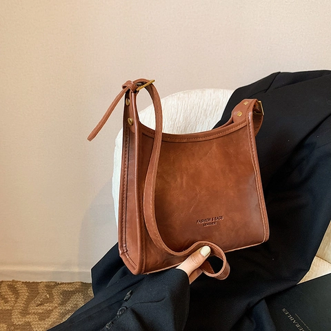 Bolso de Hombro de Cuero PU Retro para Mujer Gran Capacidad Bolso Hobo Tote Con Correa Ajustable Para Viaje Diario
