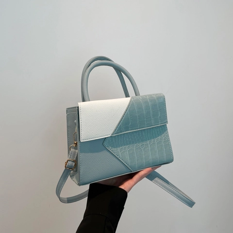 Bolso de Hombro para Mujer Cuero PU Patrón Coccodrilo Empalme Geométrico Bolso de Bandolera Color de Contraste Moda Retro