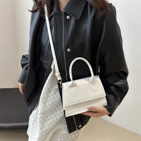 Borsa a Tracolla Piccola in Pelle PU Retrò Donna Minimalista con Manico Superiore Cuciture Borsa a Tracolla per il Tempo Libero