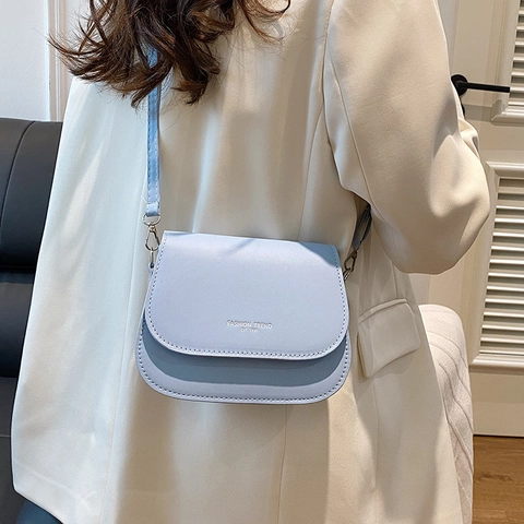 Bolso Cuadrado Pequeño de Cuero PU de Moda para Mujer Color Sólido Simple con Solapa Bolso de Hombro Bandolera Para el Viaje Diario Monedero de Mujer