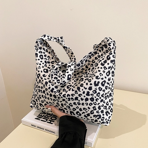 Fashion Leopardenmuster Tragetasche Mit Großer Kapazität Für Damen Nylon Casual Print Schultertasche Trend Hobo Bag Alltag