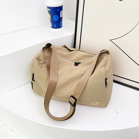 Women Nylon Large Capacity Shoulder Bag Simple Casual Crossbody Bag Solid Color Lightweight Messenger Handbag For Daily Travel