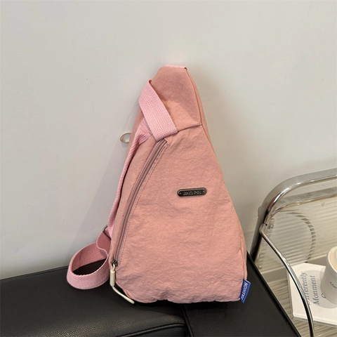Fashion Nylon Chest Bag For Women Lightweight Large Capacity Crossbody Shoulder Bag Korean Style Solid Color Casual Outdoors Daypack