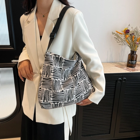 Damen Fashion Geometrische Muster Tragetasche Nylon Umhängetasche Großes Fassungsvermögen Lässig Crossbody Bag Mit Verstellbarem Riemen