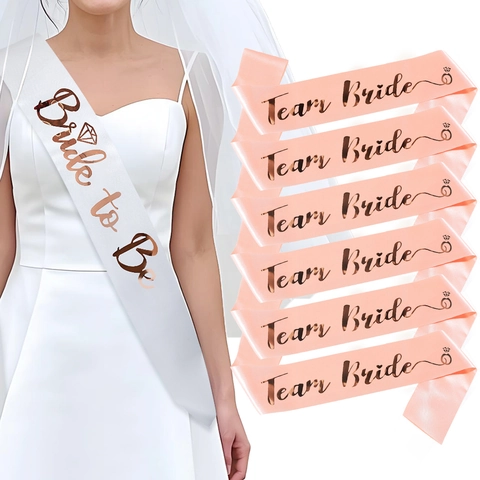 Écharpes de Mariée pour Enterrement de Vie de Jeune Fille Satin Or Rose Bronzage Décorations Mariage Mariée et Demoiselle d'Honneur
