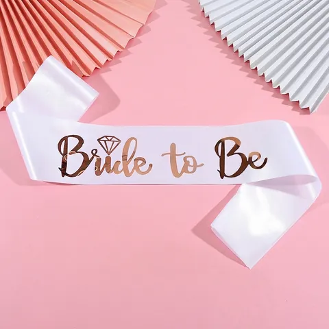Écharpes de Mariée pour Enterrement de Vie de Jeune Fille Satin Or Rose Bronzage Décorations Mariage Mariée et Demoiselle d'Honneur