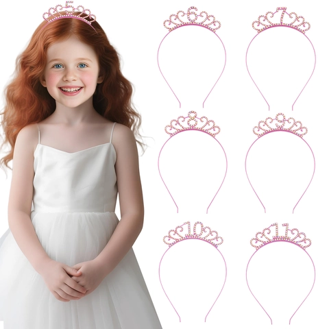 Cerchietto a Corona per Festa di Compleanno Bambini in Lega di Zinco con Strass Gioielli per Capelli per Ragazze