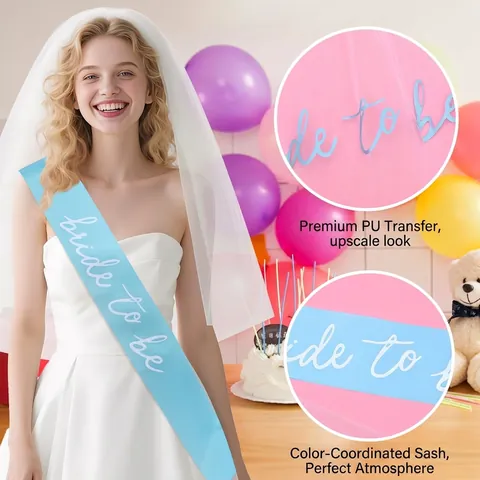 Bride To Be Bachelorette Party Set With Satin Sash And Double Layer Mesh Veil Embroidered Wedding Costume Accessories