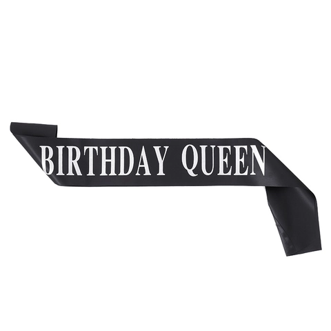 Elegante Birthday Queen Schärpe Polyester Satin Birthday Girl Party Schärpen Glitzer Druck Geburtstag Party Zubehör Für Damen