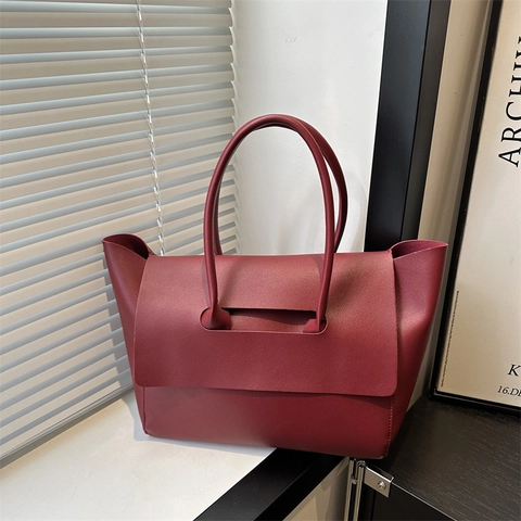 Borsa Tote in Pelle PU da Donna Grande Capacità Borsa a Tracolla Minimalista da Lavoro Borsa a Mano Moda Versatile