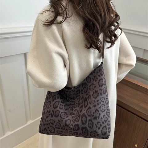 Vintage Leopardenmuster Große Kapazität Tote Bag Mode Nylon Schulter Hobo Bag Für Damen Arbeit Pendeln Tägliche Handtasche