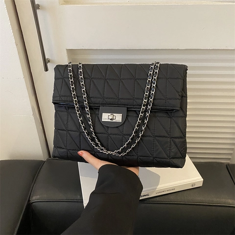 Mode Damen Gesteppte Umhängetasche Große Kapazität PU Leder Rautenmuster Kette Crossbody Achsel Tote Handtasche