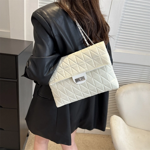 Mode Damen Gesteppte Umhängetasche Große Kapazität PU Leder Rautenmuster Kette Crossbody Achsel Tote Handtasche