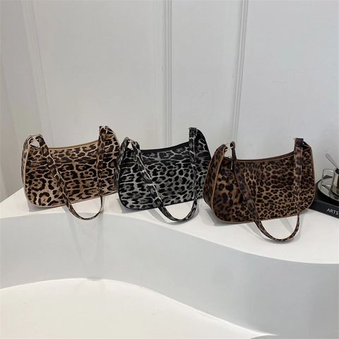 Vintage Leopard Print Underarm Bag For Women Retro Hobo Shoulder Bag Casual Chic Synthetic Leather Zipper Handbag Commuting Party Gift