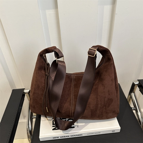 Bolso de Hombro de Cuero PU con Textura de Gamuza para Mujer Bolso Tote Hobo de Gran Capacidad Vintage Color Sólido Ajustable