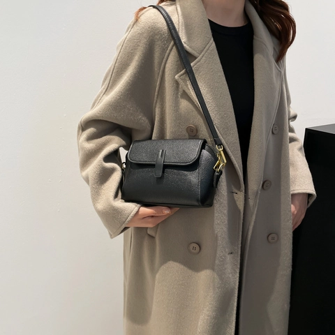 Bolso de Hombro de Cuero PU con Patrón de Lichi Vintage para Mujer Bolso Cuadrado Cruzado Minimalista Retro Color Sólido Con Correa Ajustable Bolso de Moda