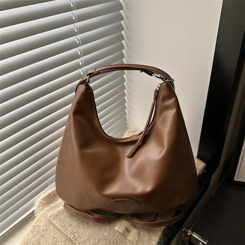 Damen Große Kapazität Hobo Tasche Urban Schlicht PU Leder Schulter Tote Bag Für Täglich Casual Einfarbig Mode Handtasche