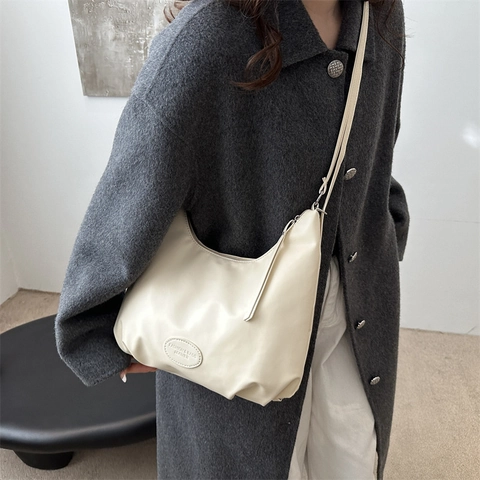 Damen Große Kapazität Hobo Tasche Urban Schlicht PU Leder Schulter Tote Bag Für Täglich Casual Einfarbig Mode Handtasche