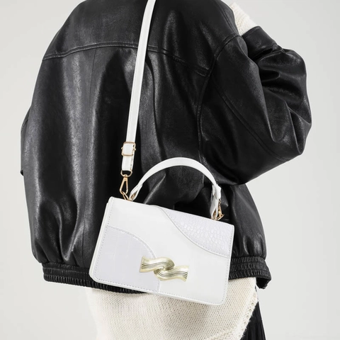 Borsa a Tracolla in Pelle PU Vintage da Donna Borsa a Tracolla Piccola Quadrata Con Lucchetto Dorato per il Pendolarismo Quotidiano