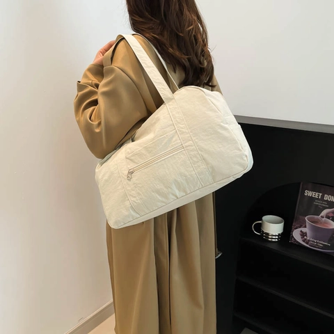 Women Large Capacity Canvas Tote Bag Casual Solid Color Shoulder Handbag For Travel Commute Lightweight Daily Use Fashion Bag