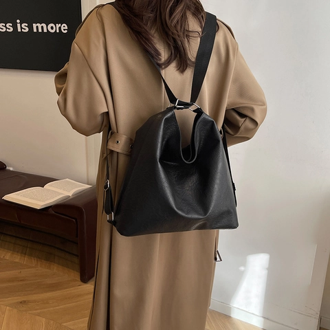 Dames Grote Capaciteit PU Leer Tote Bag Minimalistisch Vintage Hobo Schoudertas Met Verstelbare Riem Voor Dagelijks Gebruik
