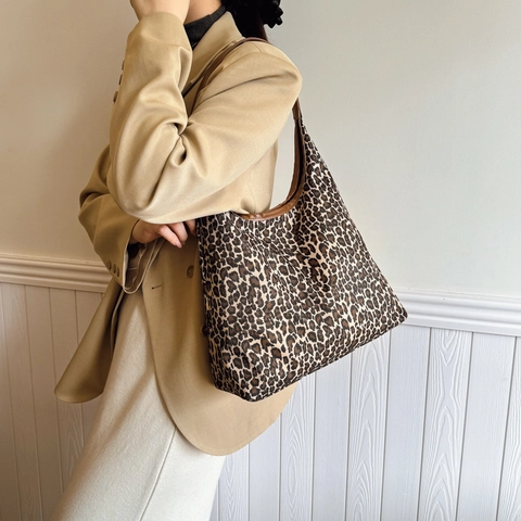 Set di Borse Tote con Stampa Leopardata Donna Grande Capacità Borsa a Tracolla in Pelle PU Borsa Casual Set per Quotidiano
