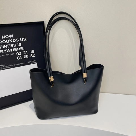 Bolso Tote de Cuero PU Minimalista Para Mujer Gran Capacidad Color Sólido Urbano Oficina Viaje Diario Bolso de Hombro de Mano