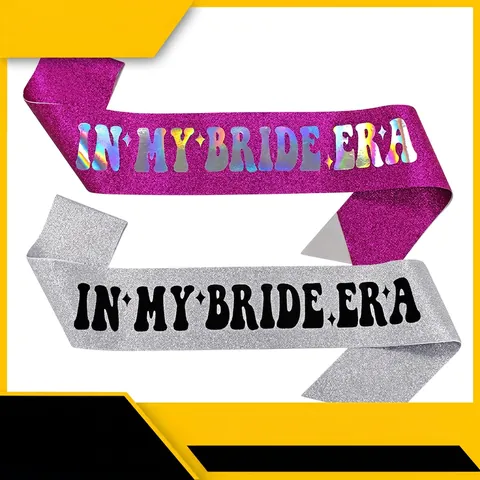 In My Bride Era Glitzer Schärpe Für Junggesellenabschied Hochzeit Brautparty Dekoration Holografische Beschriftung Schulterschärpe