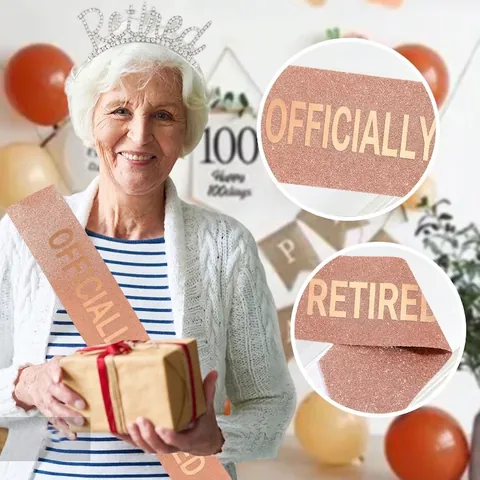 Offiziell Im Ruhestand Party Schärpe Glitzerstoff Ruhestand Feier Requisite Roségold Silber Pink Gold Schärpe Für Damen Herren Oma