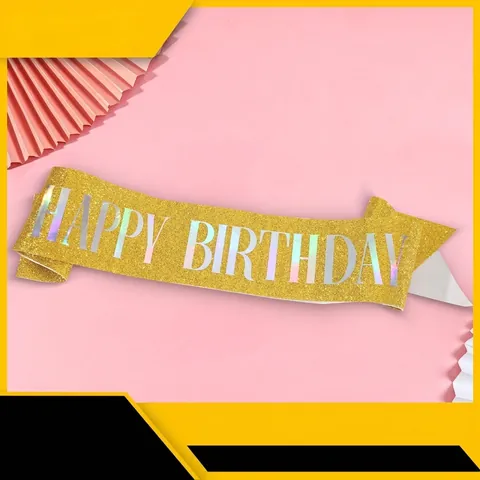 Banda de Fiesta con Brillantina Happy Birthday para Mujeres Niñas Decoración de Celebración de Cumpleaños Impresión de Letras
