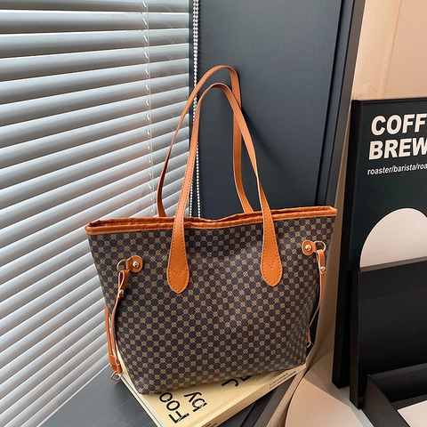 Bolso Tote de Cuero PU Estampado Vintage de Gran Capacidad para Mujer Bolso de Hombro Urbano Simple Bolso de Mano para Trabajo Viaje