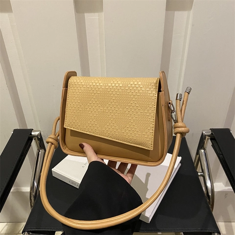 Borsa a Spalla da Donna in Pelle PU con Texture Intrecciata Urban Simple Crossbody Piccola Borsa a Mano Casual