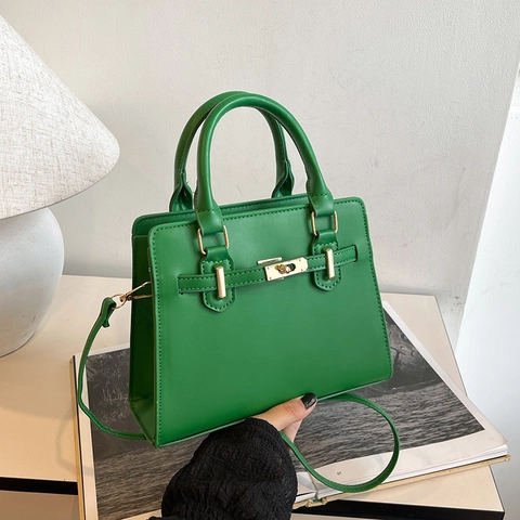 Borsa a Spalla da Donna in Morbida Pelle PU Elegante Minimalista Grande Capacità Borsa a Mano Tracolla Con Chiusura in Metallo