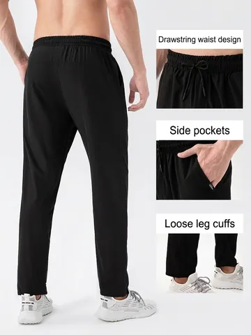 Herren Schnelltrocknende Sporthose Locker Fit Atmungsaktive Jogginghose Für Laufen Fitness Training Polyester Elasthan Trainingshose
